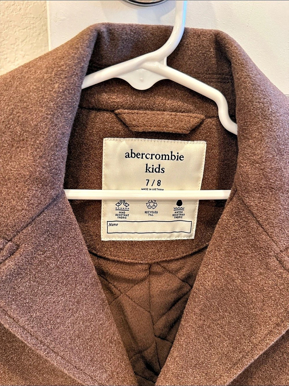 Abercrombie Kids boys 7/8 Brown Pea Coat Like New - Picture 3 of 5